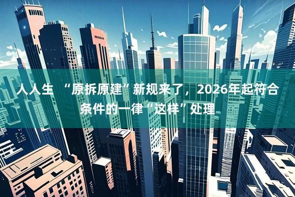 人人生  “原拆原建”新规来了，2026年起符合条件的一律“这样”处理